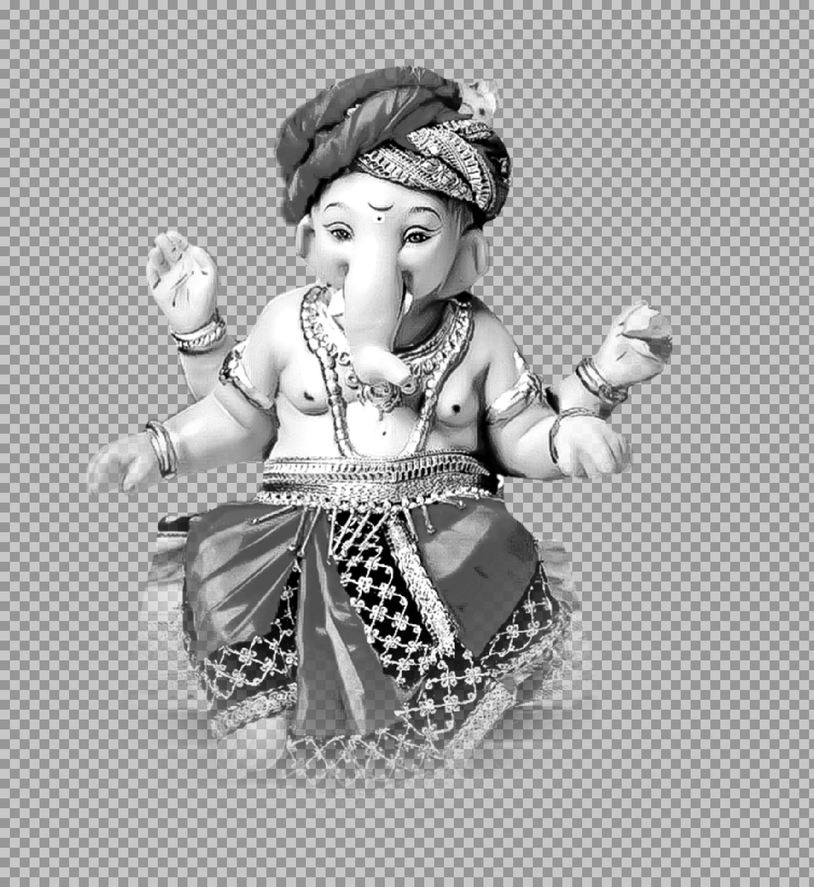Free Black and White Lord Ganesha PNG | Artistic Ganpati Idol