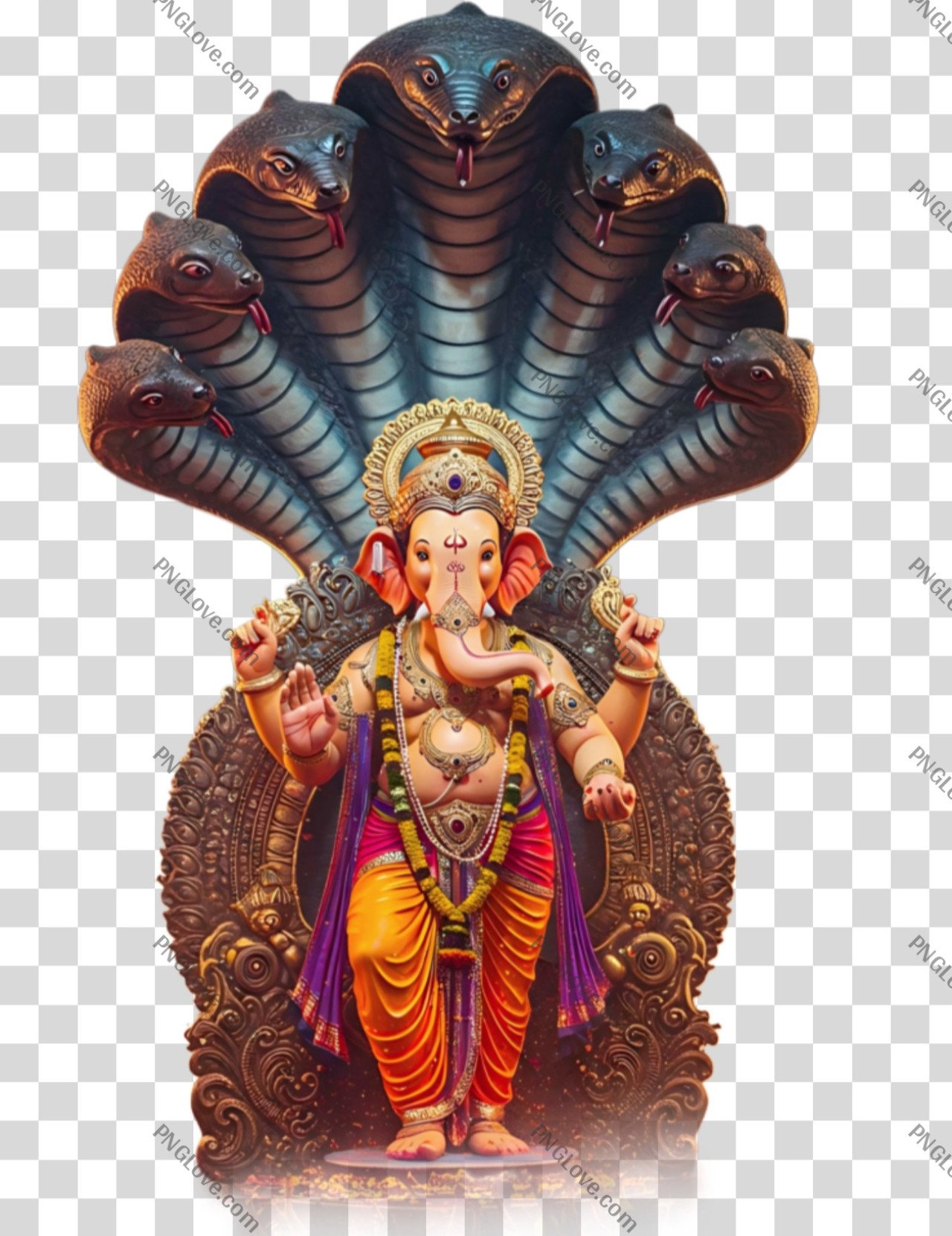 Lord Ganesha with Naga PNG | Free Transparent Divine Image Download
