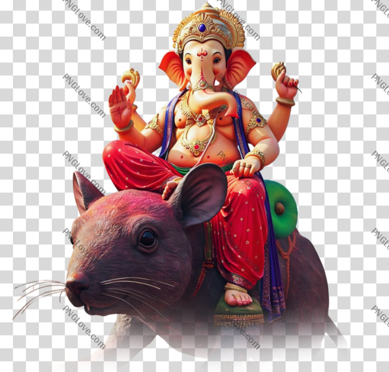 Lord Ganesha Riding Mouse PNG | Realistic & Free Transparent Download