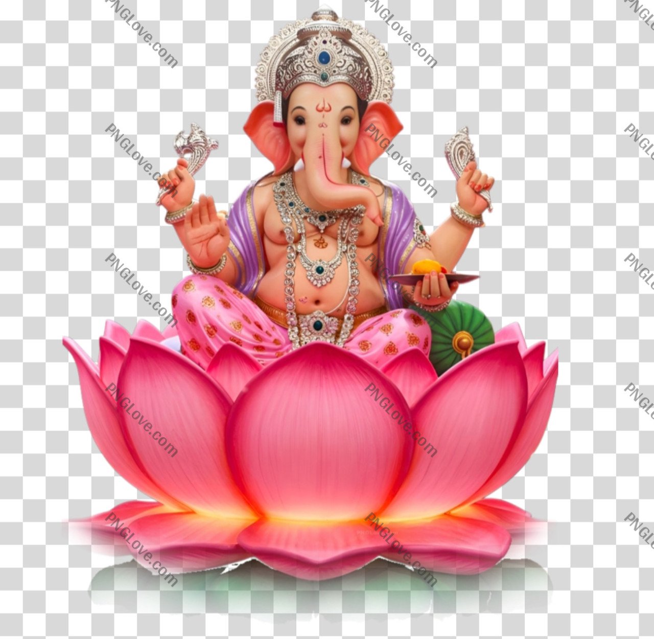 Ganesha Sitting on Lotus PNG | Free Transparent Image Download