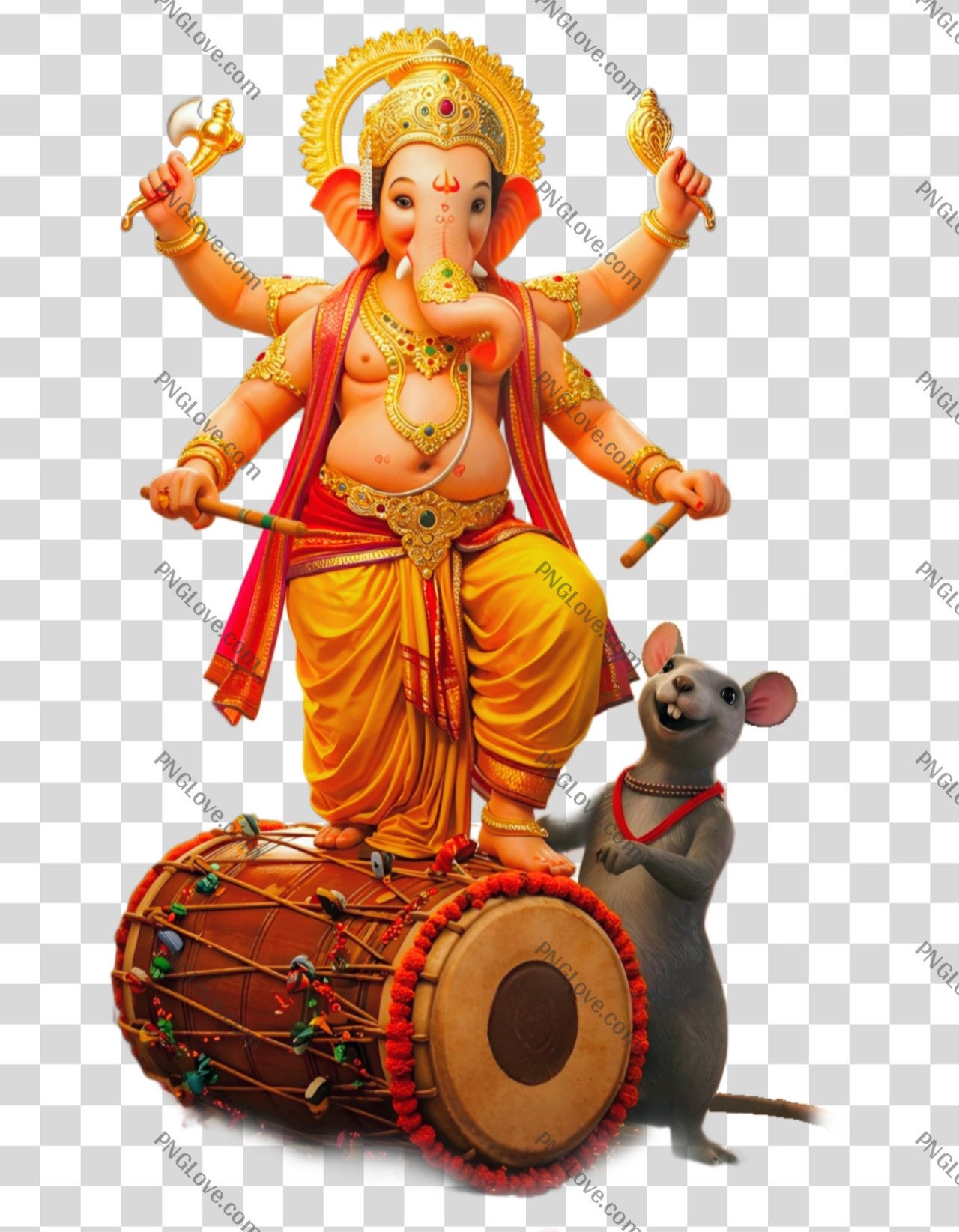 Ganesha Playing Dhol PNG | Free Festive Transparent Image...