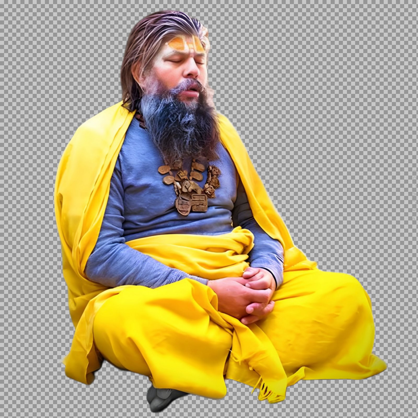 Premanand Maharaj Meditation PNG | Seated Guru Photo...